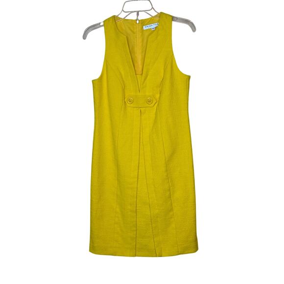 Trina Turk Canary Yellow Textured Sheath Dress Size 0 – Chic & Vibrant - Picture 1 of 8